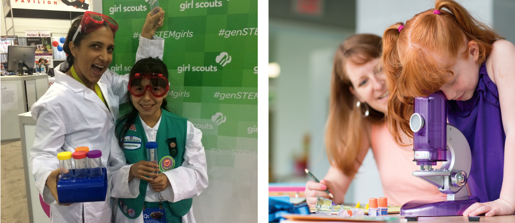 Girl Scouts taking part in STEM activities Girl Scouts taking part in STEM activities