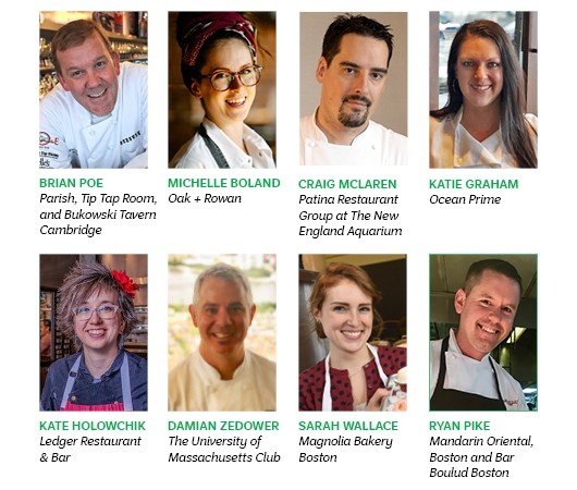 Brian Poe (Parish, Tip Tap Room, and Bukowski Tavern Cambridge), Michelle Boland (Oak + Rowan), Craig McLaren (Patina Restaurant Group at the New England Aquarium), Katie Graham (Ocean Prime), Kate Holowchik (Ledger Restaurant & Bar), Damian Zedower (The University of Massachusetts Club), Sarah Wallace Magnolia Bakery Boston), Ryan Pike (Bar Boulud Boston and Mandarin Oriental, Boston) Brian Poe (Parish, Tip Tap Room, and Bukowski Tavern Cambridge), Michelle Boland (Oak + Rowan), Craig McLaren (Patina Restaurant Group at the New England Aquarium), Katie Graham (Ocean Prime), Kate Holowchik (Ledger Restaurant & Bar), Damian Zedower (The University of Massachusetts Club), Sarah Wallace Magnolia Bakery Boston), Ryan Pike (Bar Boulud Boston and Mandarin Oriental, Boston)