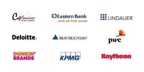 Café Services, Deloitte, Dunkin' Brands, Eastern Bank, Iron Mountain, KPMG, Lois L. Lindauer Searches, PwC, Raytheon Café Services, Deloitte, Dunkin' Brands, Eastern Bank, Iron Mountain, KPMG, Lois L. Lindauer Searches, PwC, Raytheon
