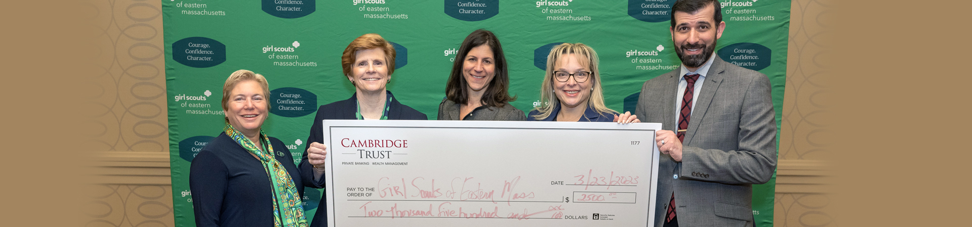  GSEMA President & CEO accept donation from Cambridge Trust 